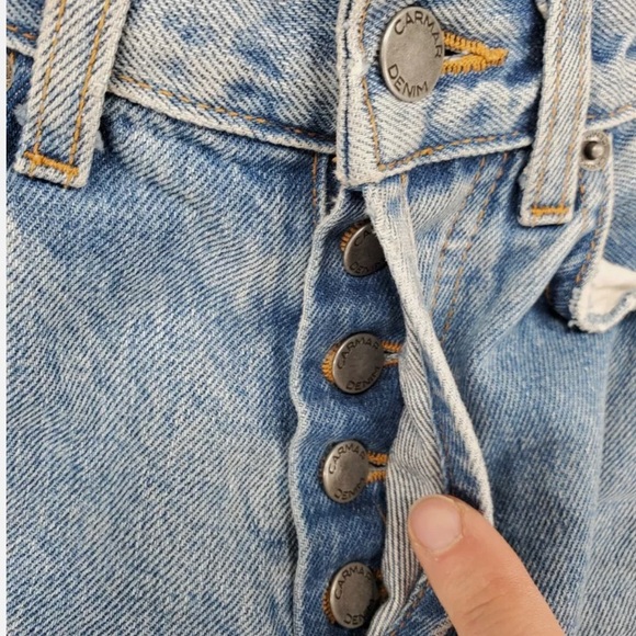 Carmar Emelia Sydney Distressed Knee Studded Raw Hem Button Fly HiRise Jeans 29 - Picture 7 of 16